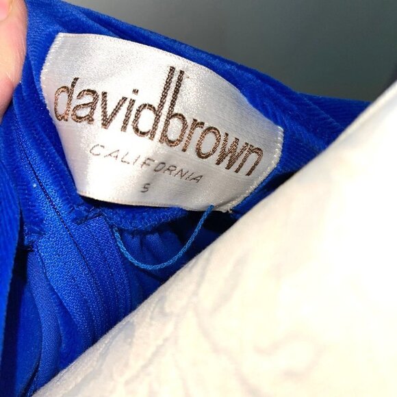 David Brown Velour Robe Hostess Dress Womens Small S Vintage Zipper Pockets Blue - Picture 4 of 16